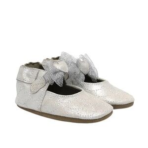 Robeez Sparkling Silver Baby Shoes with Bow